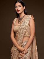 Cream Pure Georgette Saree